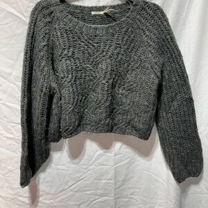 Women's Gray Cable Knit Sweater